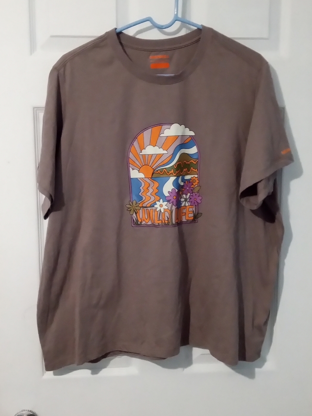 Merrell Taupe Short-Sleeve Tee with Colorful Retro Wildlife Graphic